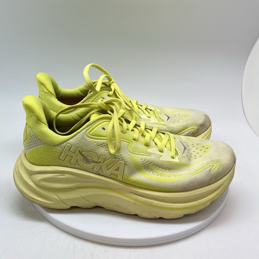 Hoka One One Sneakers Womens 8.5 B Clifton 10 1162031 NSS Yellow Running Shoes